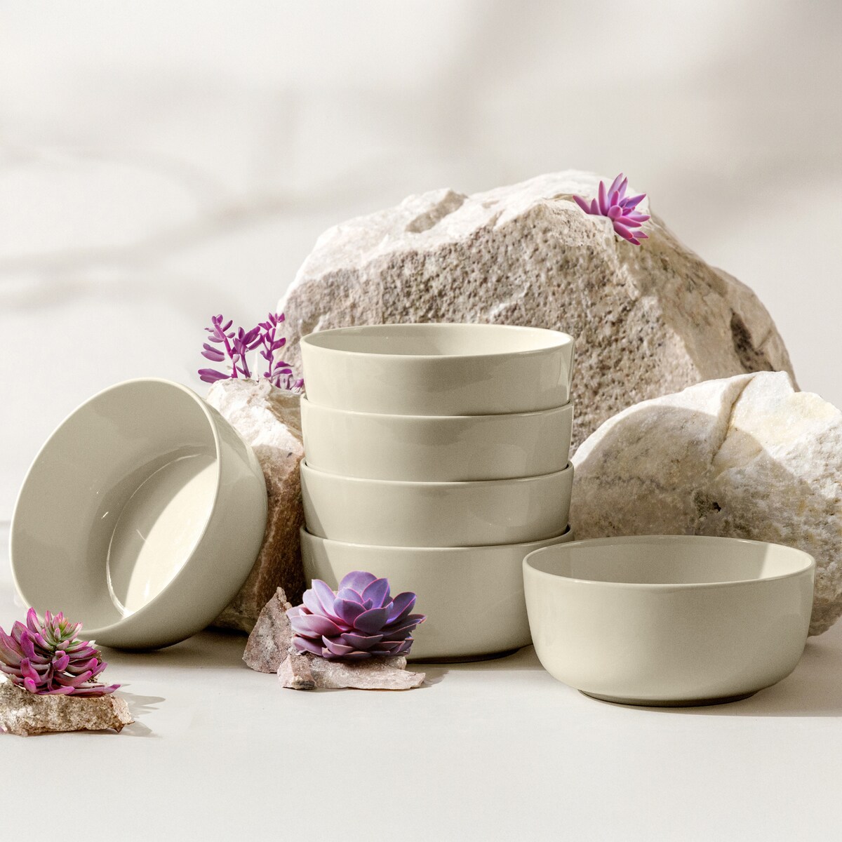 KONSIMO VICTO Zestaw misek dla 6 osób (6 elementów) beżowy