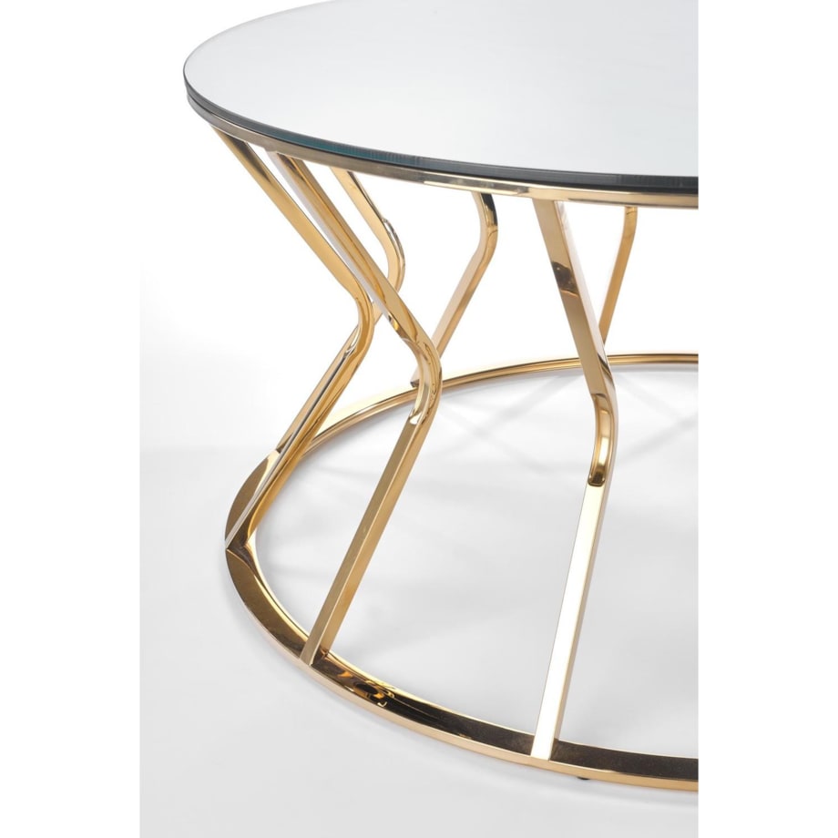 STOLIK KAWOWY Finea L 90x46 cm SZKLANY BLAT złota rama