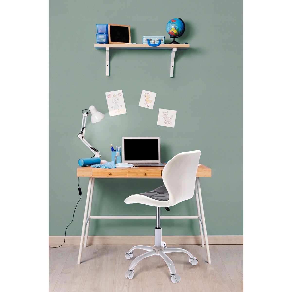 Krzesło obrotowe ekoskóra ENDO szaro-białe