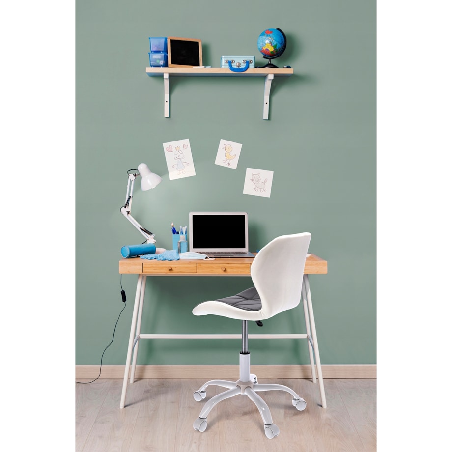 Krzesło obrotowe ekoskóra ENDO szaro-białe