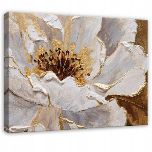 Obraz Do Sypialni Salonu Na Płótnie Kwiaty Abstrakcja Brązowy 100x70