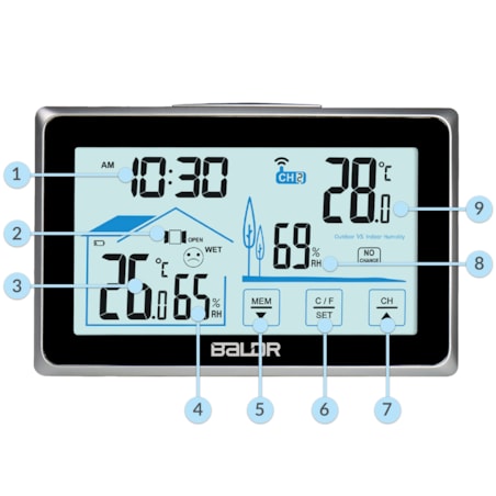 Bezprzewodowa stacja pogodowa pogody higrometr Baldr