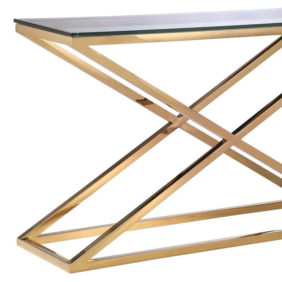 Klasyczny stolik kawowy New Yorker NY-C1438AU Cosmolight złoty przezroczysty