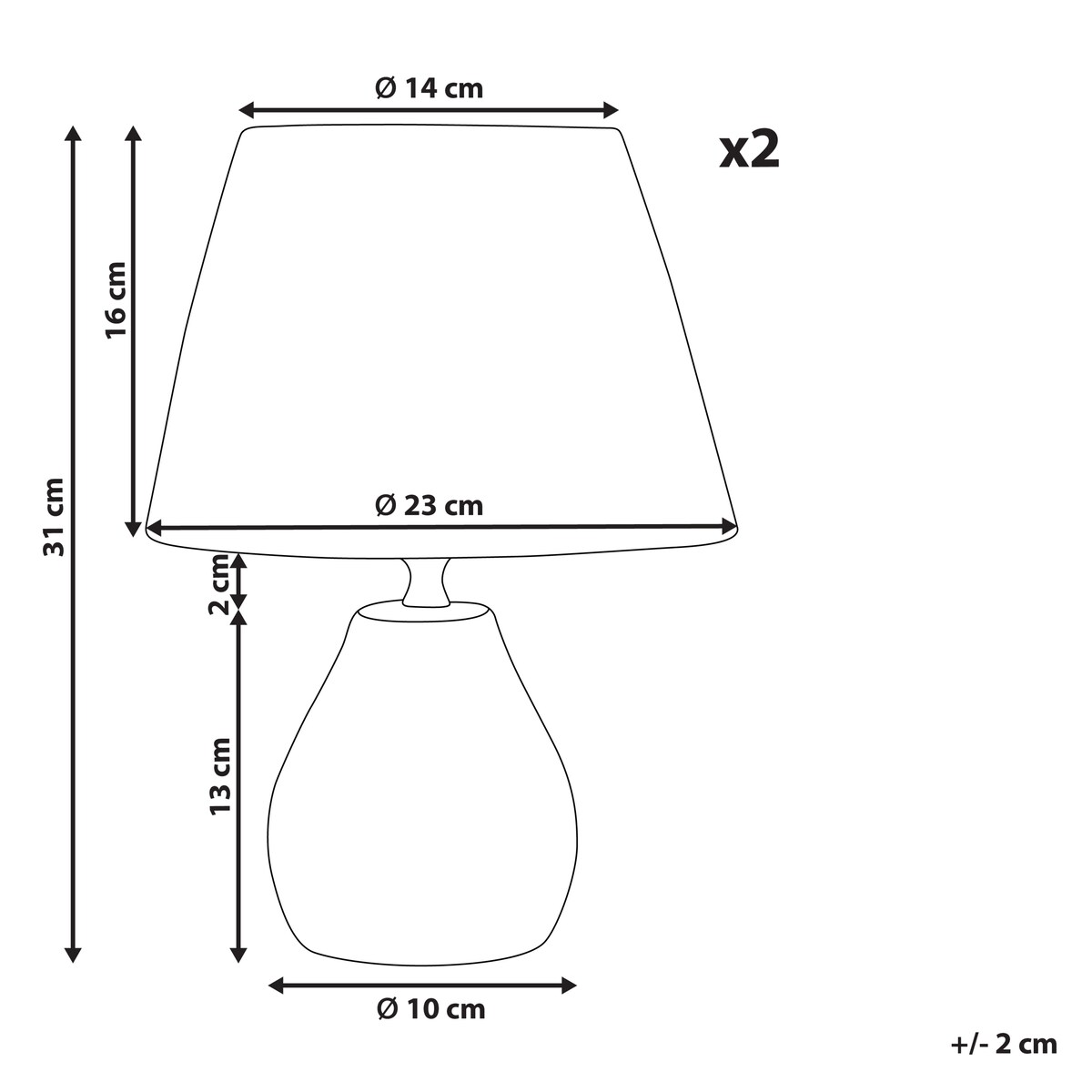 Zestaw 2 lamp stołowych ARWADITO Ceramika Szary