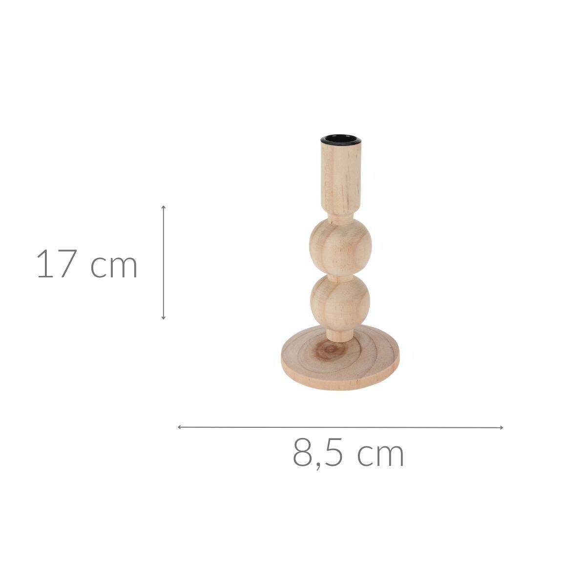 Drewniany świecznik, naturalny, wys. 17 cm