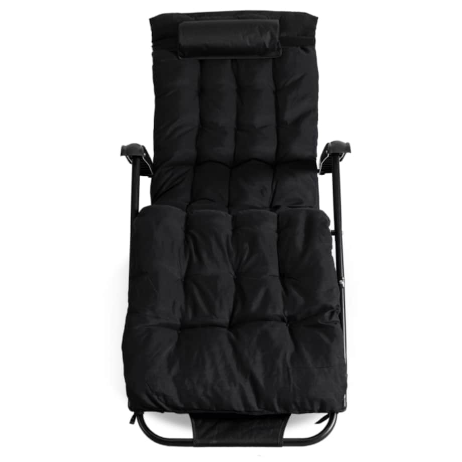 Leżak Rozkładany Ogrodowy Plażowy Turystyczny Leżanka EDISON czarny