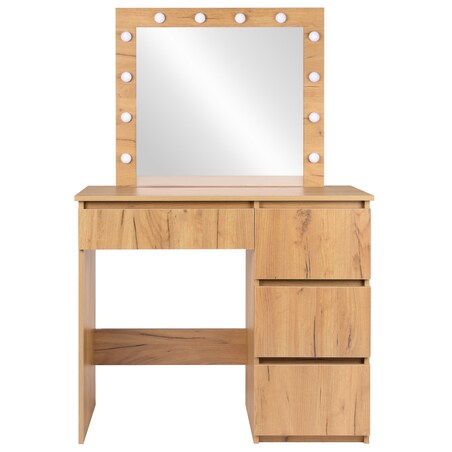 Toaletka kosmetyczna z dużym lustrem retro 12xLED 90 x 135 x 40cm FUNFIT