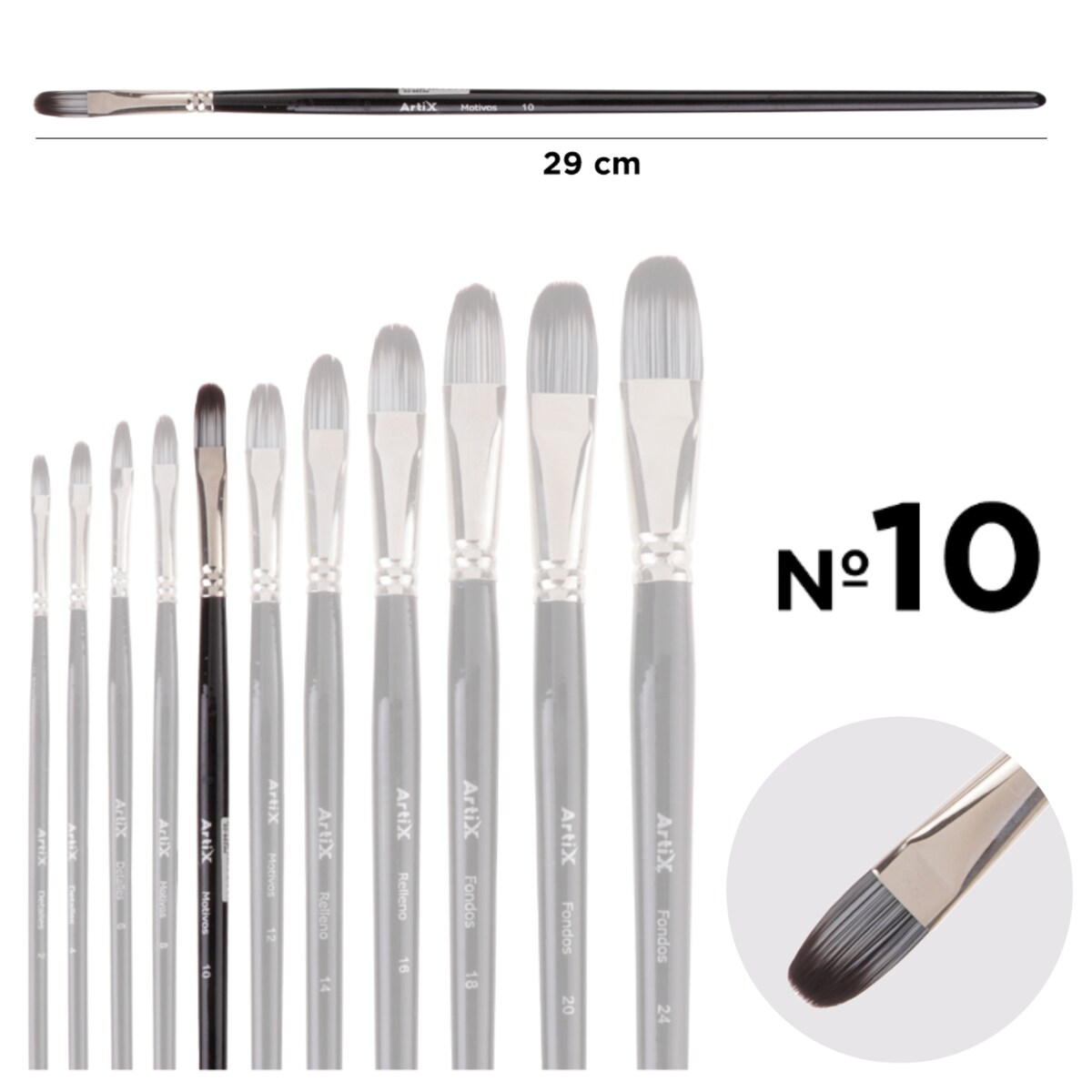 pędzel artystyczny koci język nr 10 artix pp298-05 profesjonalny