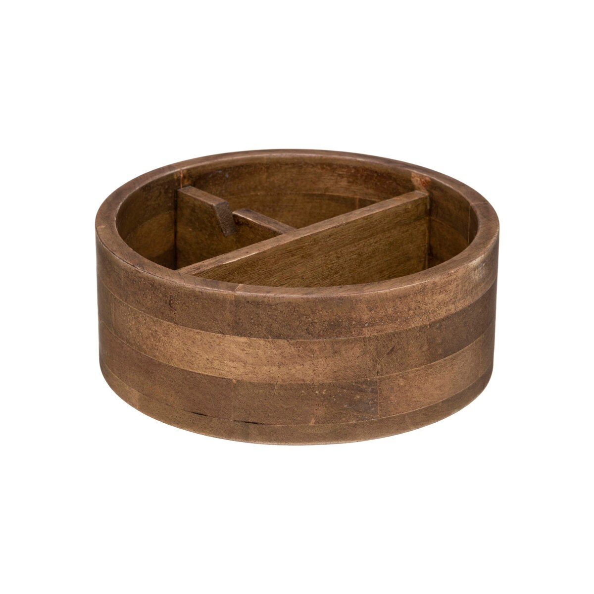 Drewniana szkatułka na biżuterię z lusterkiem, okrągła