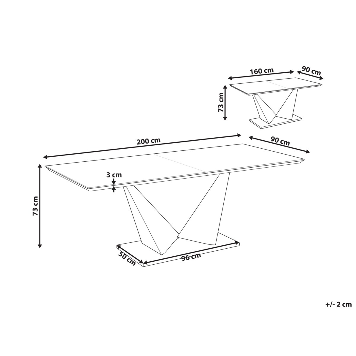 Stół do jadalni rozkładany 160/200 x 90 cm efekt betonu ALCANTRA