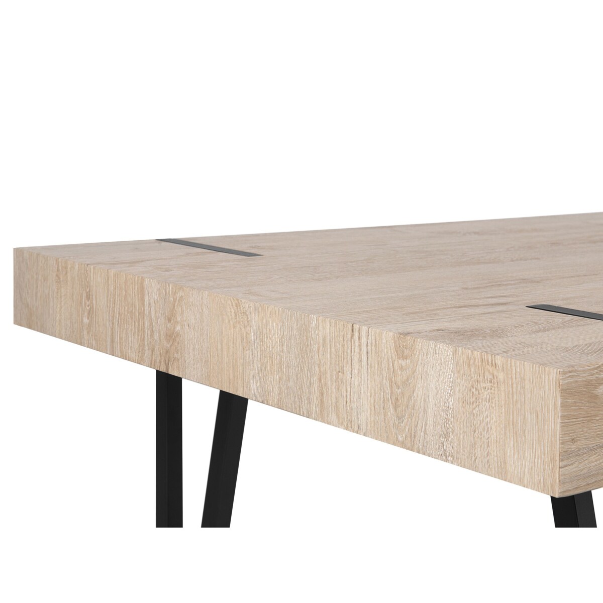 Stół do jadalni 180 x 90 cm jasne drewno z czarnym ADENA