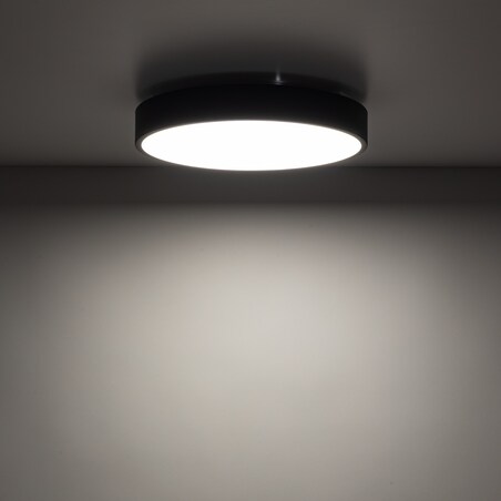 Lampa Sufitowa Łazienkowa Tk Lighting Velis Czarna Plafon Led 24W Ip54 Zmienna Barwa, Ściemniany