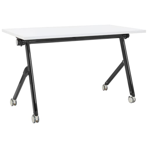 Biurko składane z kółkami 120 x 60 cm białe z czarnym BENDI