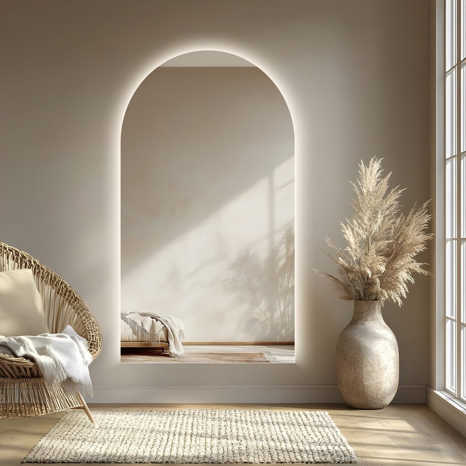 Lustro łazienkowe półowalne z podświetleniem - FRANK LED