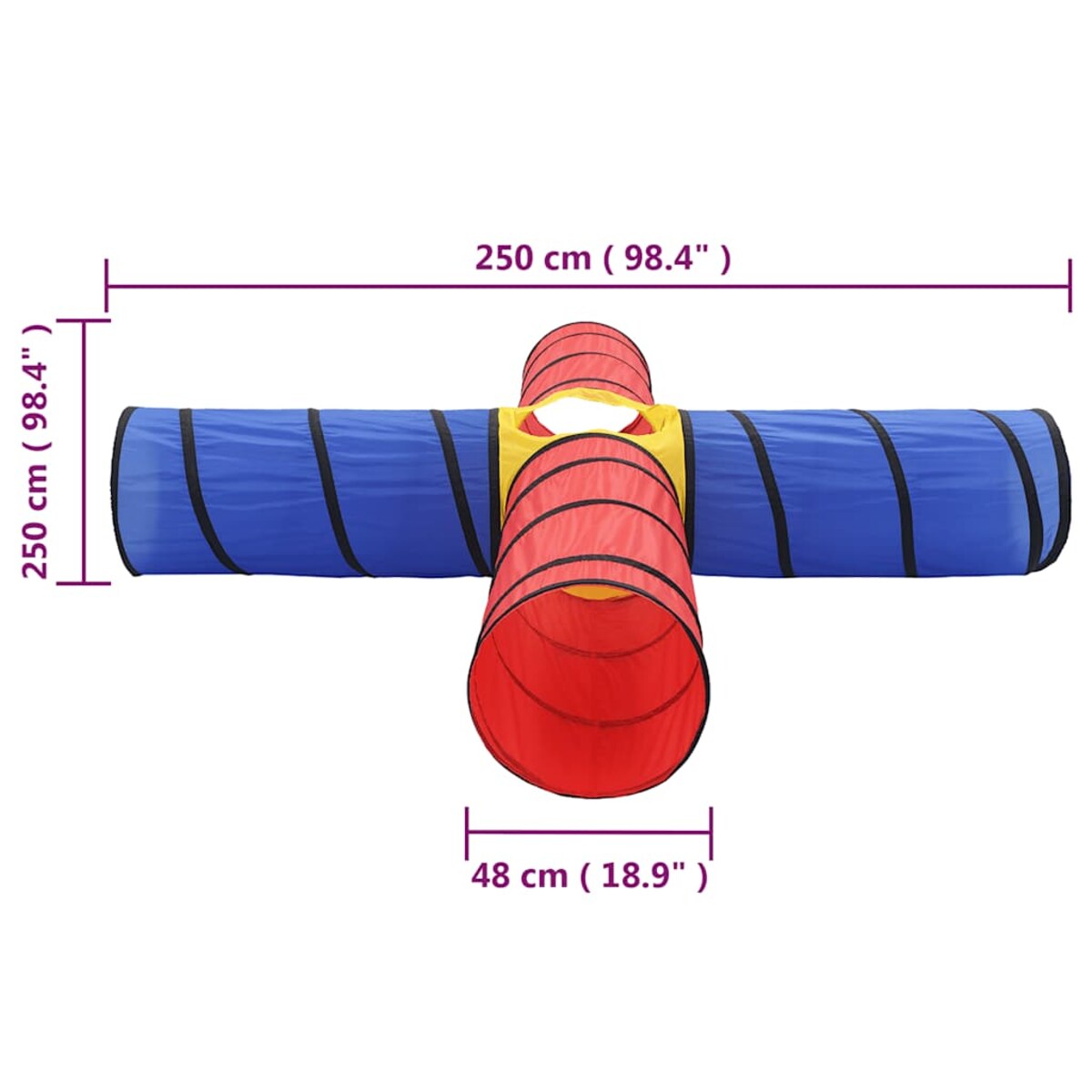 vidaXL Tunel do zabawy dla dzieci, z 250 piłeczkami, kolorowy
