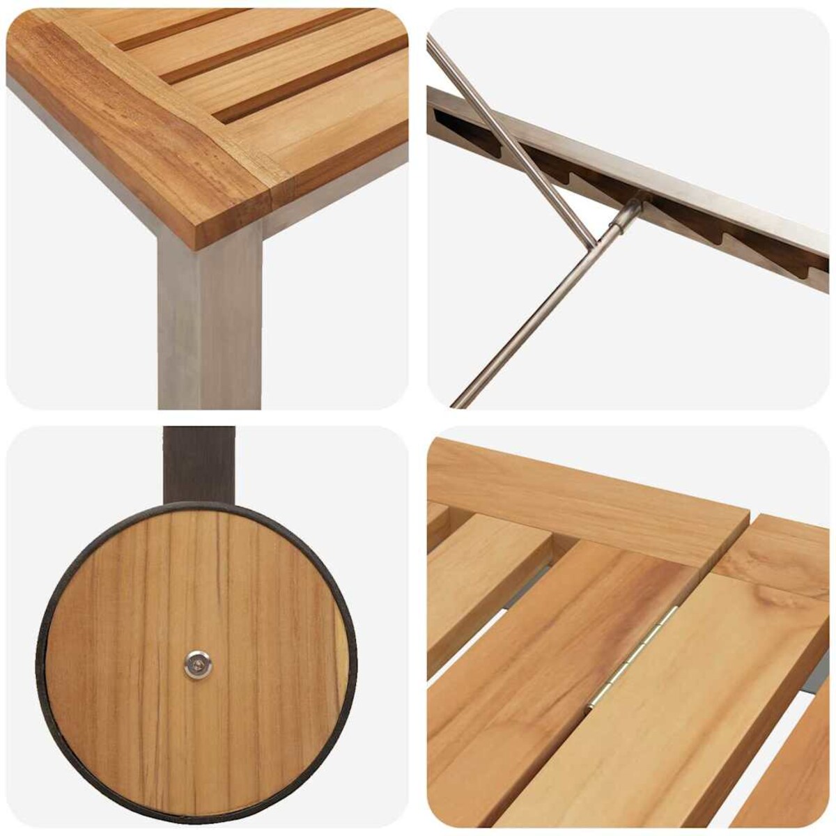 vidaXL Leżak 1-osoba Brązowy 207 x 58 x 35cm Lite drewno akacjowe