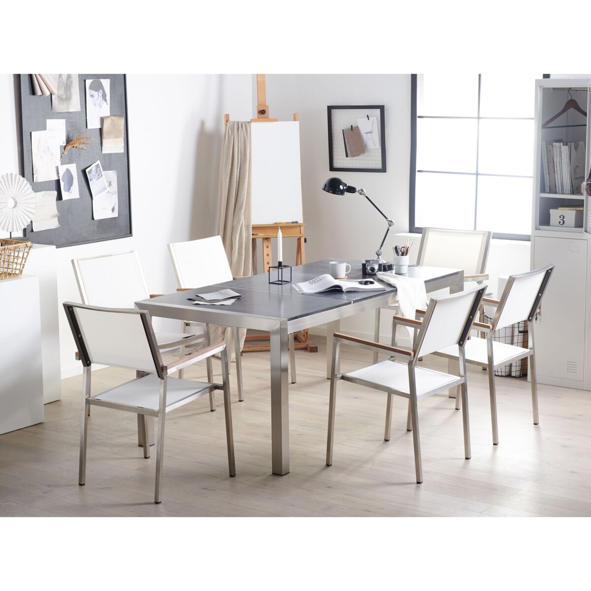 Stół ogrodowy granit palony dzielony blat 180 x 90 cm czarny GROSSETO