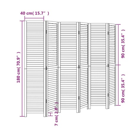 vidaXL Parawan pokojowy, 6-panelowy, biały, lite drewno paulowni
