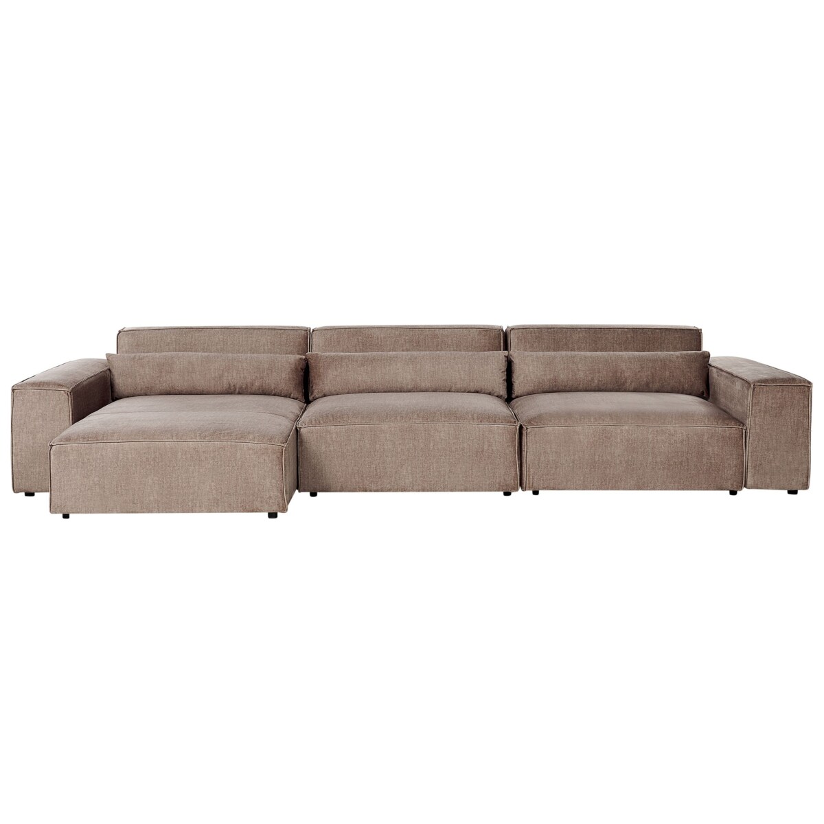 Sofa narożna z otomaną HELLNAR Jasnobrązowy Prawostronny