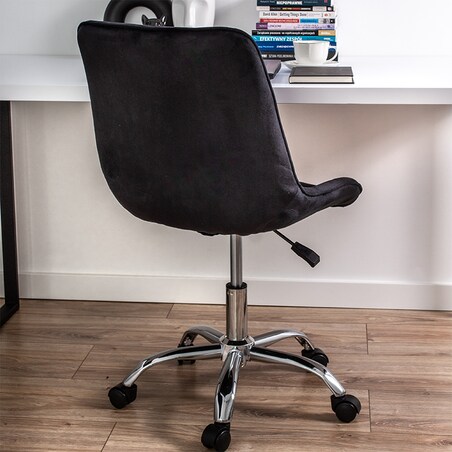 Fotel biurowy krzesło obrotowe regulowane welurowe czarne