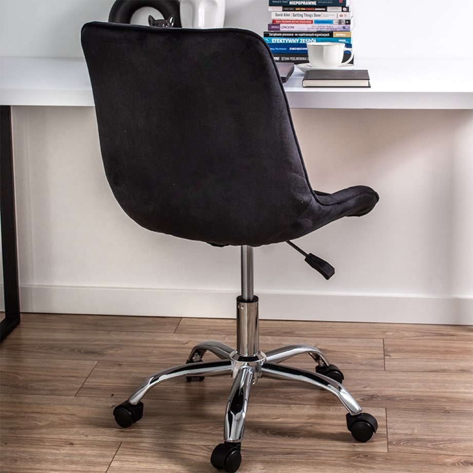 Fotel biurowy krzesło obrotowe regulowane welurowe czarne