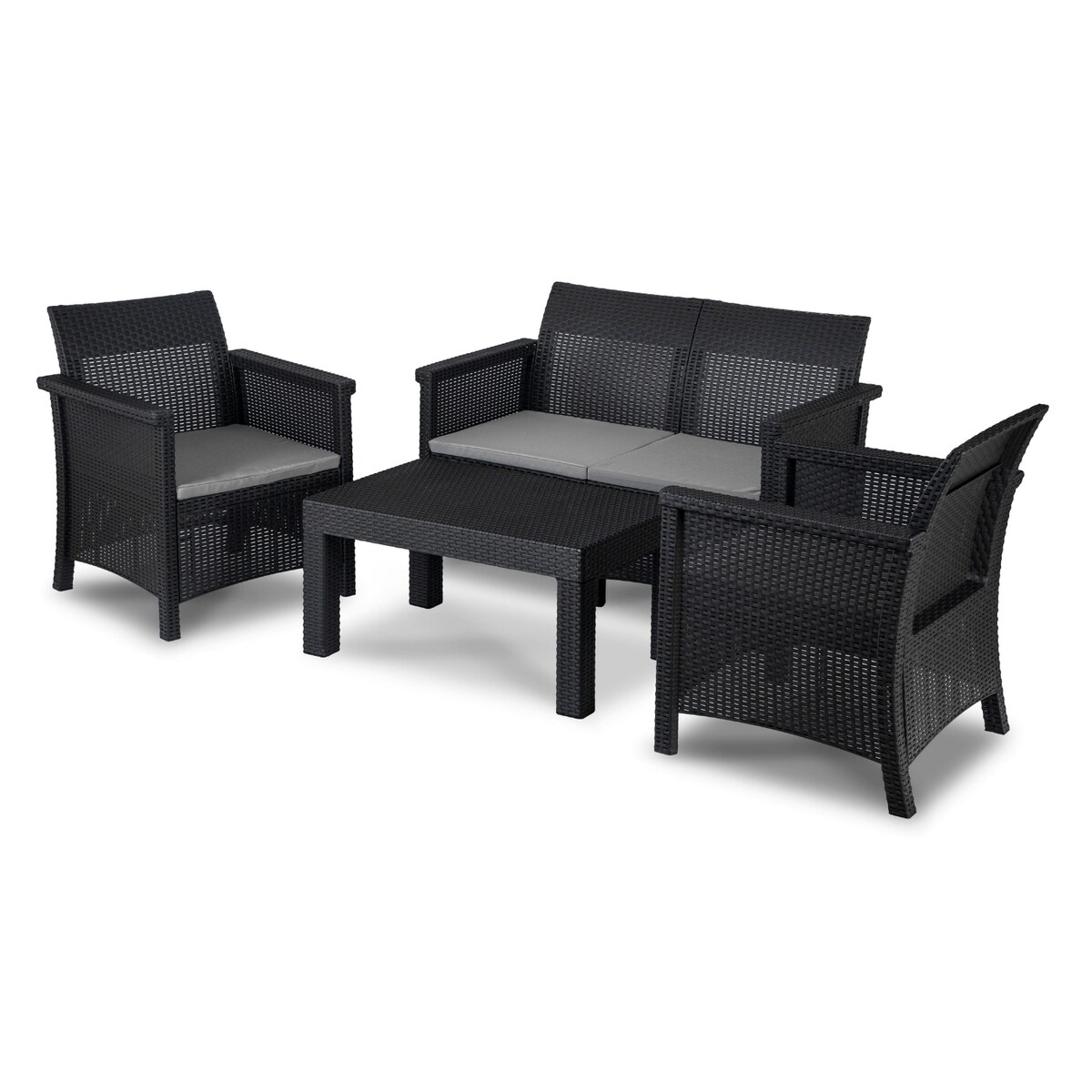 Zestaw Mebli Ogrodowych Na Taras Ogród Technorattan Czarny BRENTA