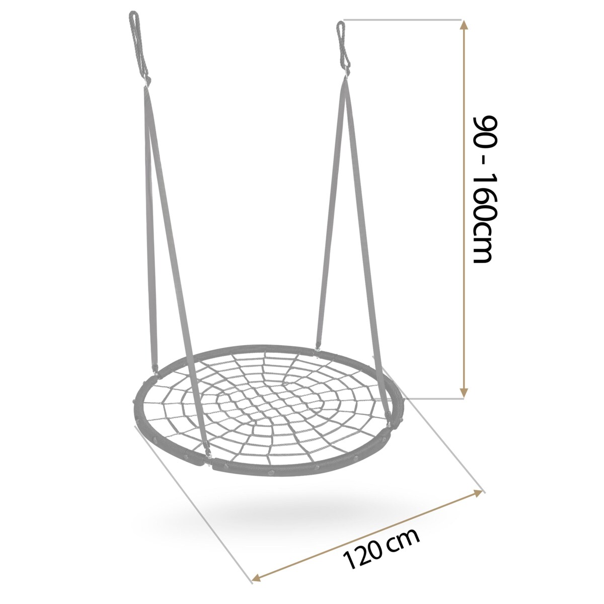 Huśtawka ogrodowa Neo-Sport bocianie gniazdo fotel wiszący 120 cm czarna