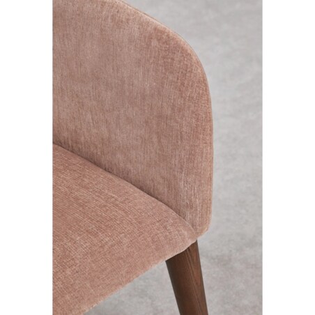 Krzesło szenilowe z podłokietnikami, herbaciany róż, ciemne nóżki, Burnia