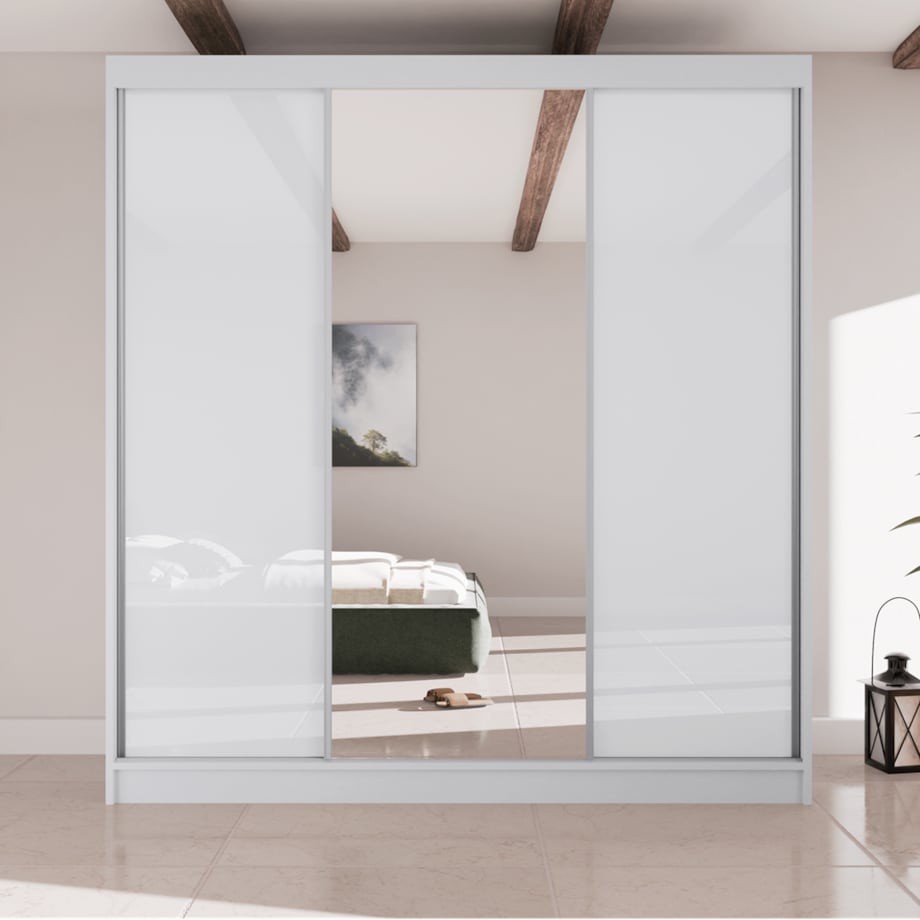 Szafa przesuwna VIOLA V200 z lustrem, do garderoby - biała