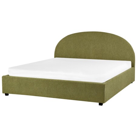 Łóżko z pojemnikiem boucle 180 x 200 cm zielone oliwkowe VAUCLUSE