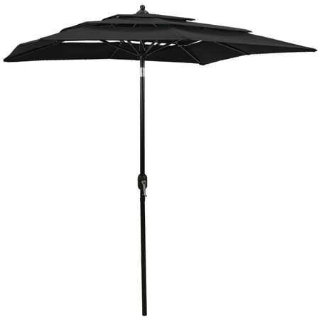 vidaXL 3-poziomowy parasol na aluminiowym słupku, czarny, 2x2 m