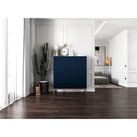 Komoda RTV Glamour Szafka RTV Granatowy MAT Ryflowane Fronty 112 cm