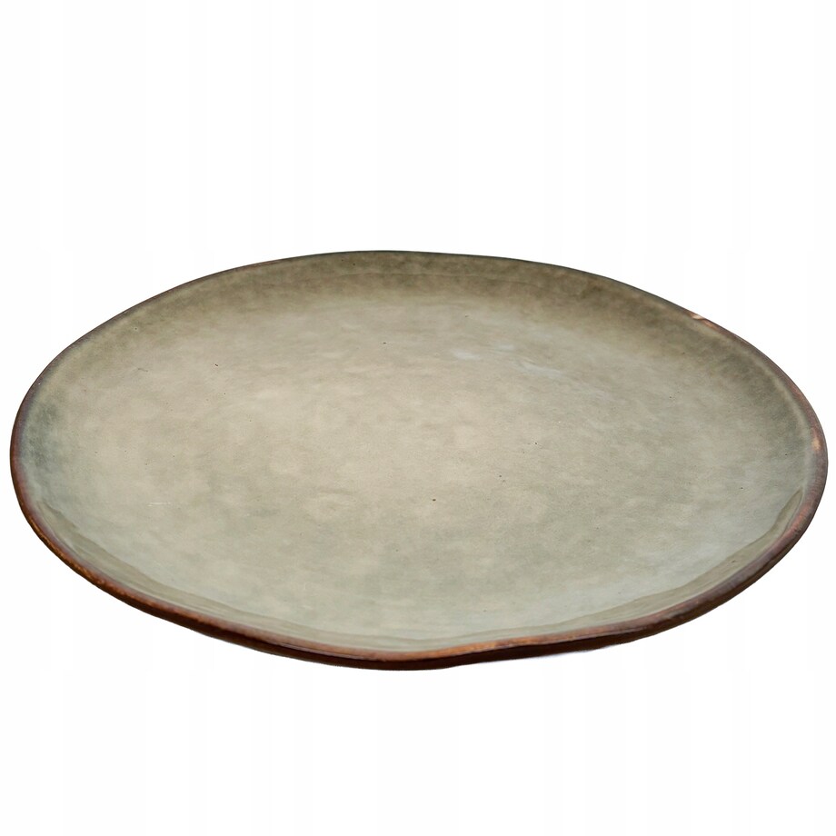 TALERZ OBIADOWY DUŻY 28CM CERAMICZNY SZARY ZIELONY PŁYTKI NA SZTUKI SERWIS