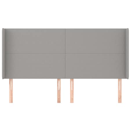 vidaXL Zagłówek uszak, jasnoszary, 203x16x118/128 cm, tkanina