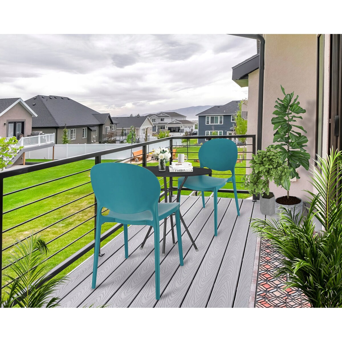 4 x Krzesło ogrodowe JUSTIN wygodne marine