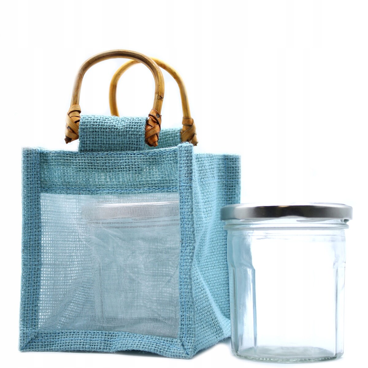 Torebka Okienkiem z Juty NA PREZENTY świeczki box 12x14cm NATURALNE EKO