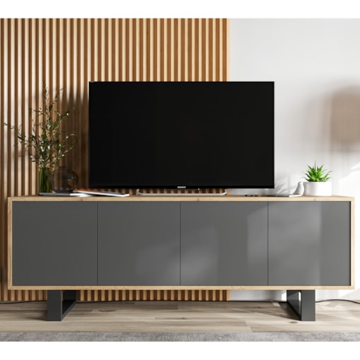 Nowoczesna Szafka RTV Loft Komoda RTV 150 cm Dąb Wotan Grafit MAT