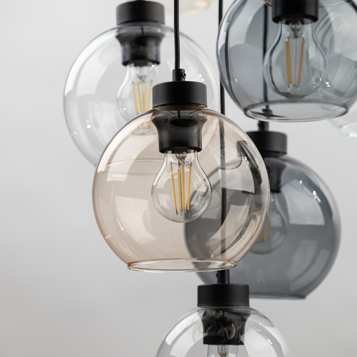 Lampa Wisząca Tk Lighting Cubus Mix 9 Kloszy Szary Bursztyn