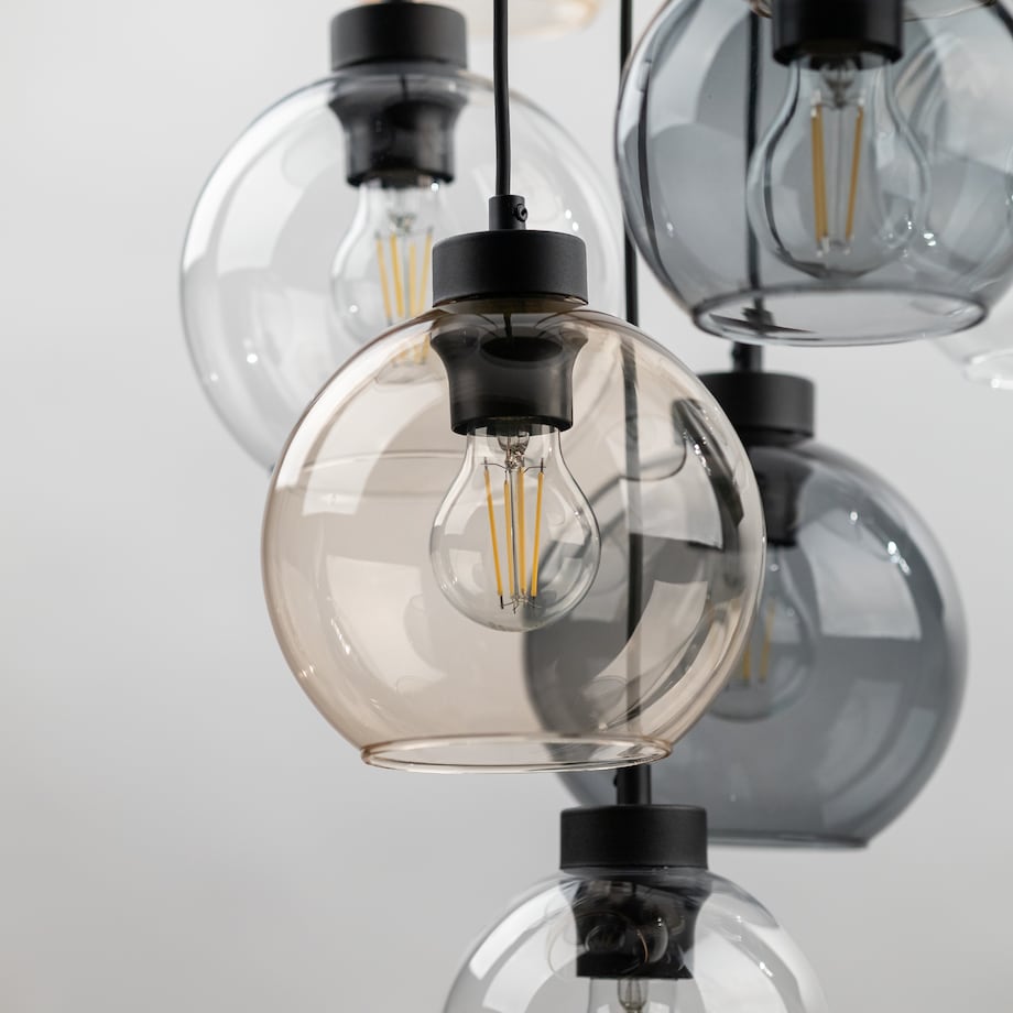 Lampa Wisząca Tk Lighting Cubus Mix 9 Kloszy Szary Bursztyn