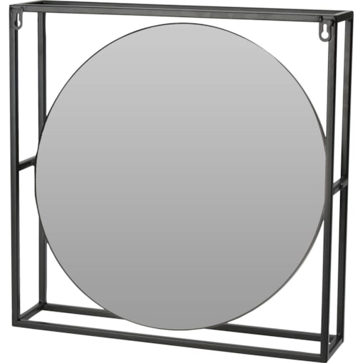 Lustro okrągłe w loftowej ramie z metalu, 45 x 45 cm