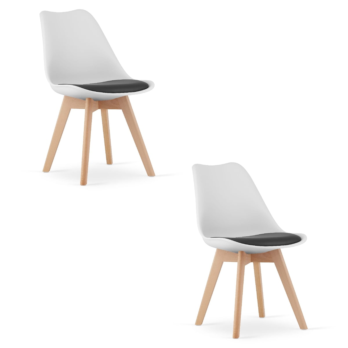 Krzesło Do Jadalni Kuchni Salonu Mark Biało Czarne / Nogi Naturalne X 2