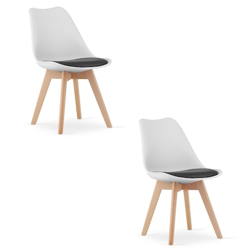 Krzesło Do Jadalni Kuchni Salonu Mark Biało Czarne / Nogi Naturalne X 2