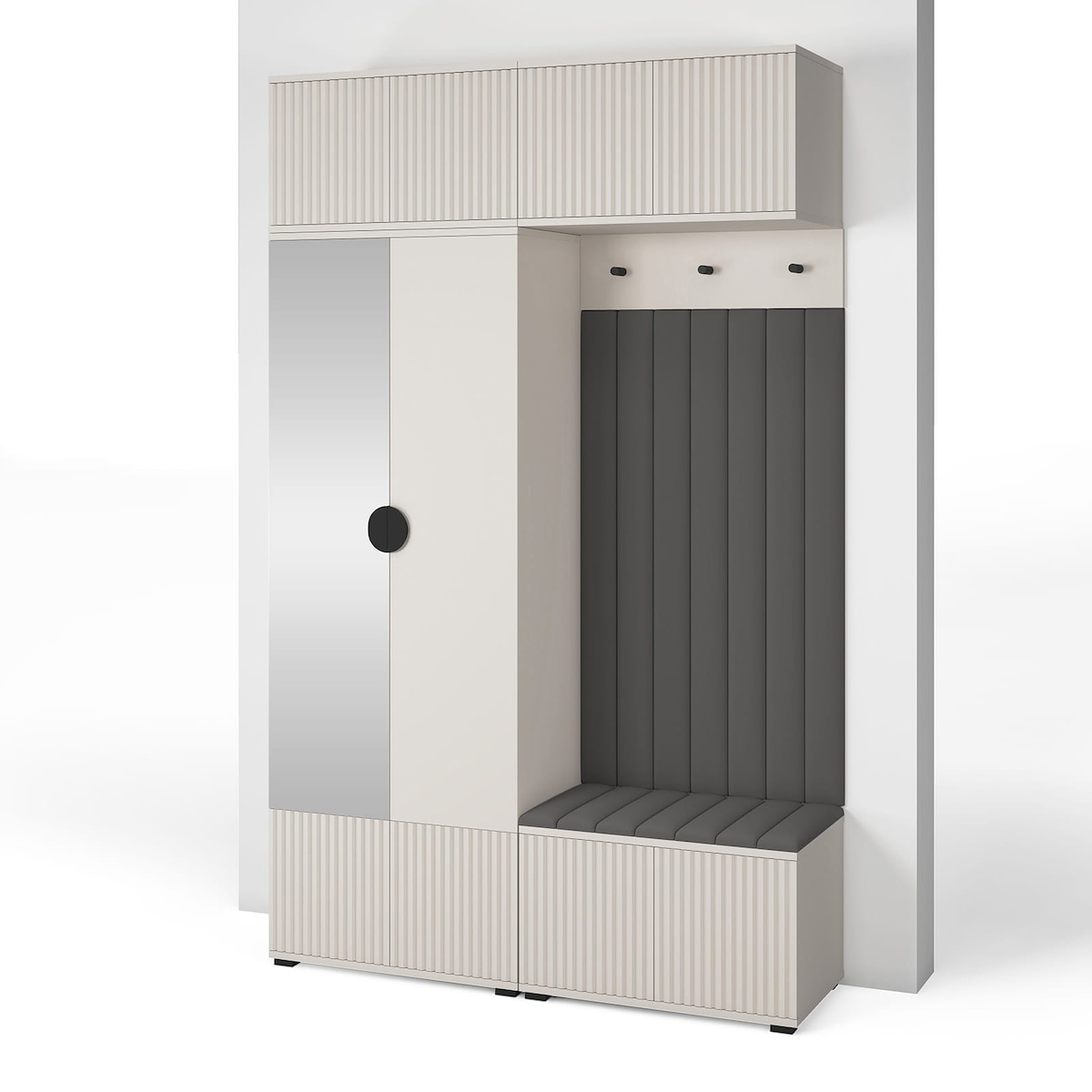 Garderoba frezowana z lustrem Ritmo wersja 2 Trinity 15 Cashmere