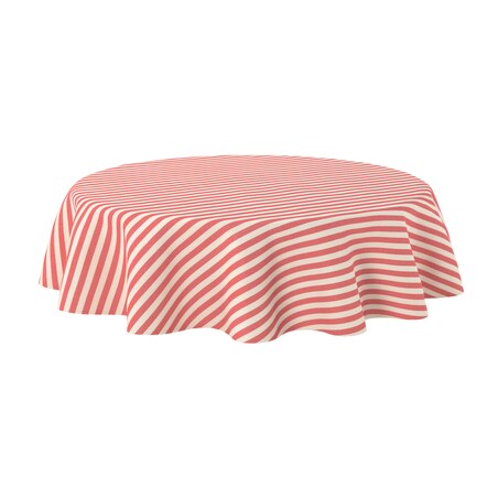 Obrus okrągły 160 x 160 cm czerwono-białe pasy (1,5cm)