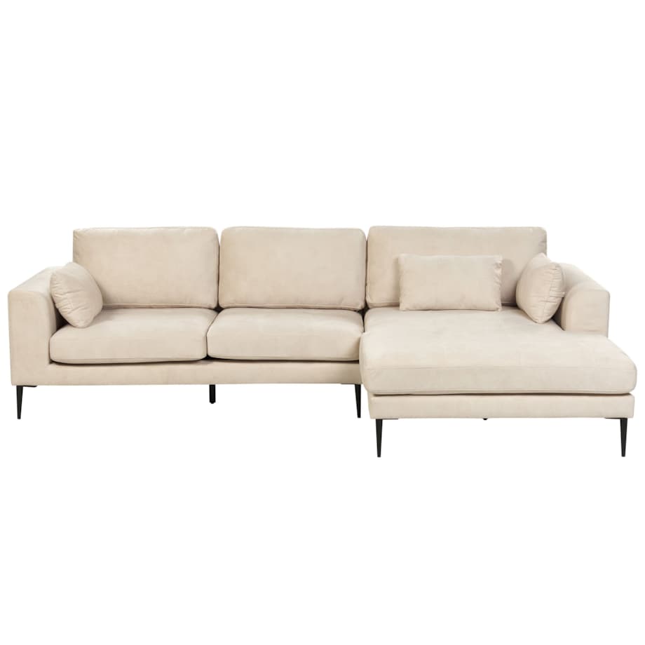 Narożnik welurowy lewostronny kremowy FLAM