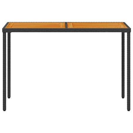 vidaXL Stół ogrodowy z akacjowym blatem, czarny, 115x54x74 cm