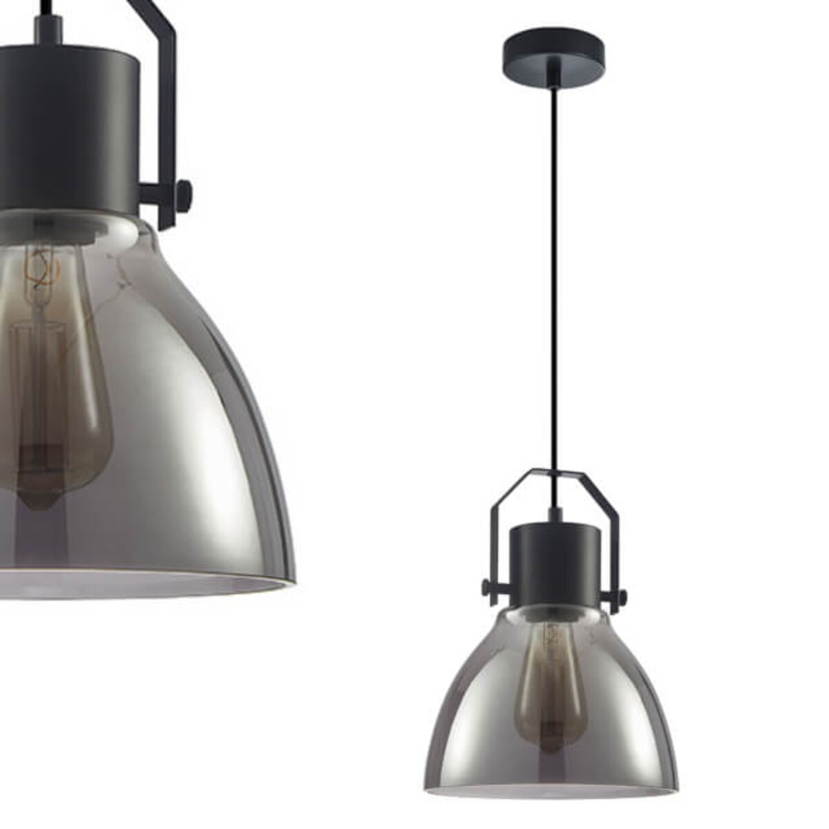 Wisząca lampa industrialna Darlena zwis czarny grafitowy