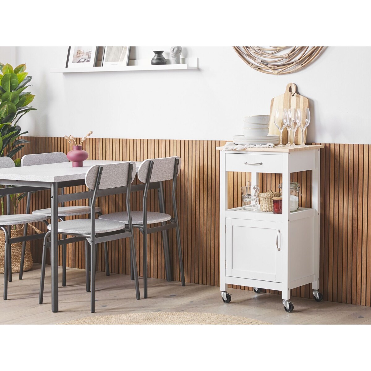 Wózek kuchenny z szufladą biały SIENA