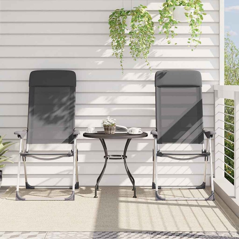 vidaXL Składane krzesła turystyczne, 2 szt., szare, aluminiowe