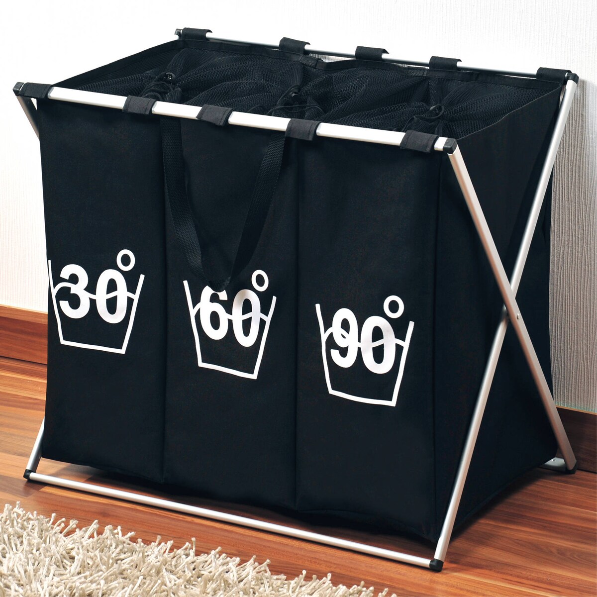 Kosz na pranie z przegródkami, pojemnik materiałowy